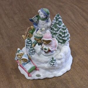 Holiday Snow Scene with Bears Figurine
